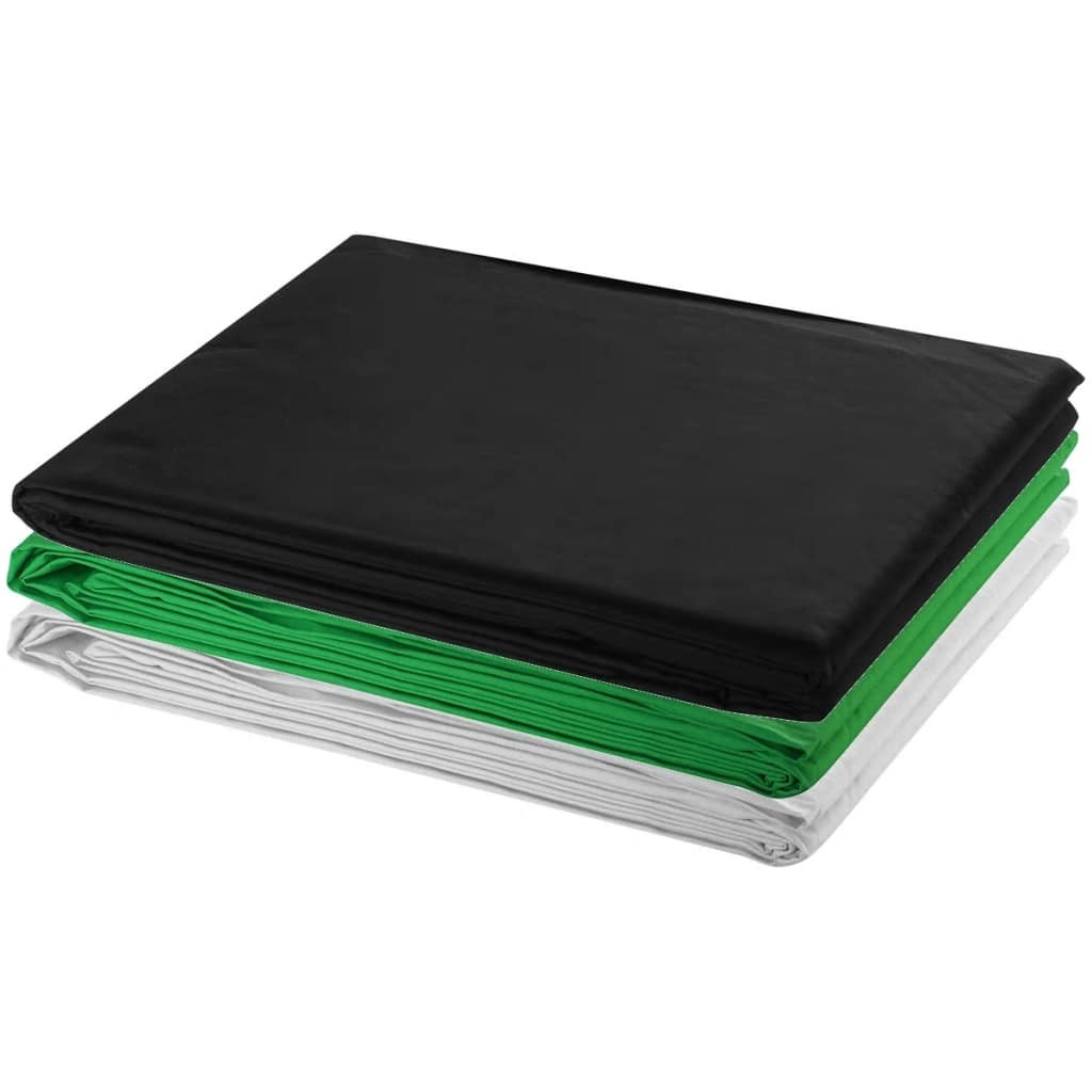 Photo Studio Kit with 3 Cotton Backdrops Adjustable Frame 3x5m